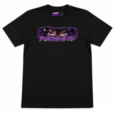 Lazy Otaku Eyes Wide Open Anime T-Shirt – Purple Manga Eyes Graphic Tee Anime Graphic Tee