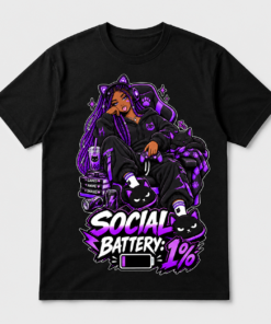 Social Battery: 1% Anime Gamer Graphic Tee